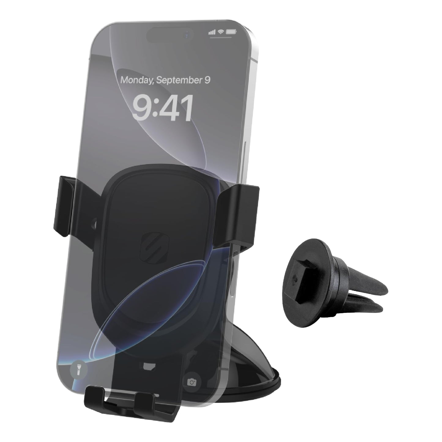 Scosche GHVWD 3-in-1 Universal Suction Cup Phone Mount for Car and Truck Dashboard/Windshield/Vent Mount, 360° Adjustable Phone Stand, Cell Phone