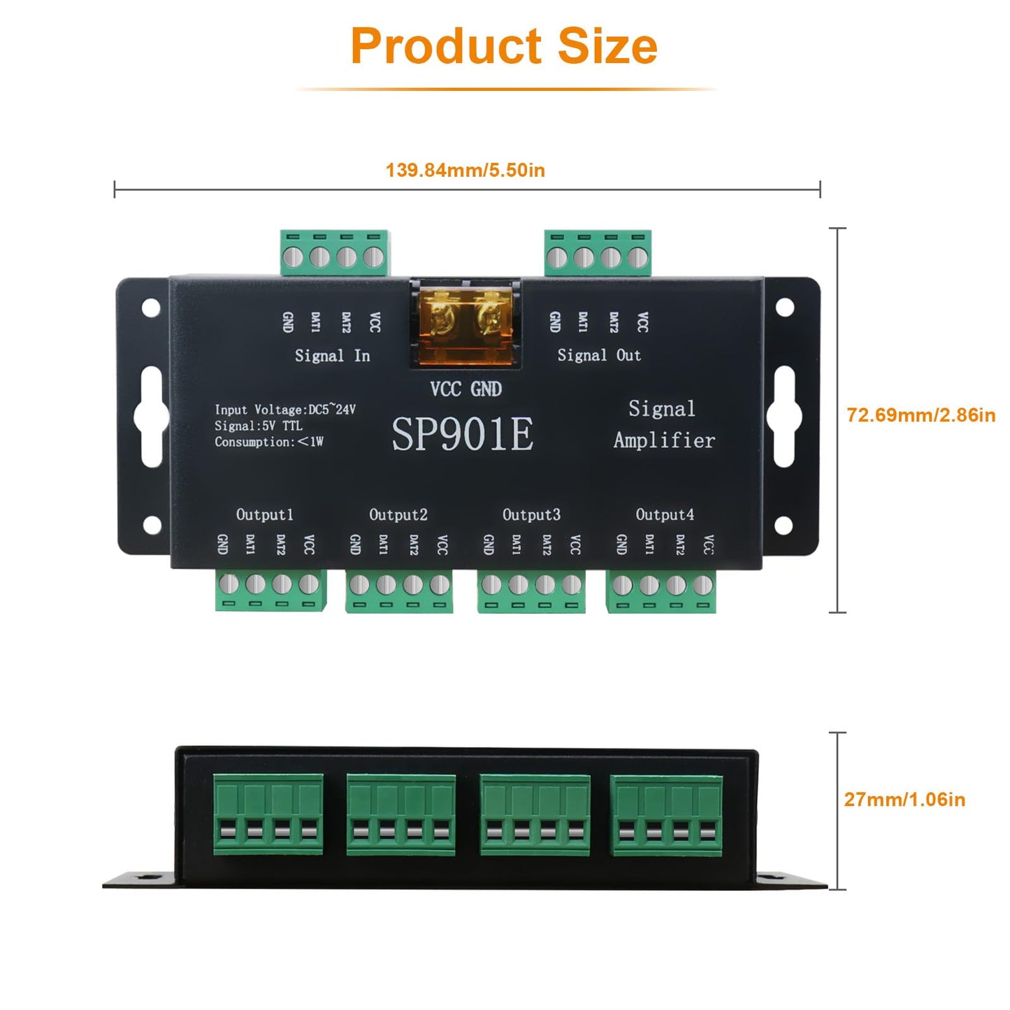 PAUTIX SP901E LED Pixel SPI Signal Amplifier Repeater for WS2811 WS2813 SK6812 WS2815 WS2801 SK9822 etc All The RGB Addressable LED Strip Lights