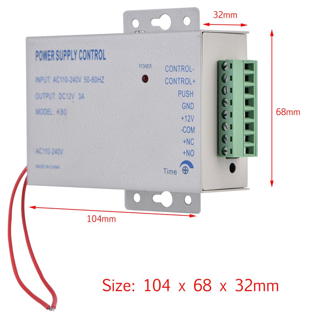 Fosa Electric Door Lock Power Supply, Input AC110V-240V Output DC 12V 3A 30WDoor Access Control Controller System for Video Door Phone Intercom Lock