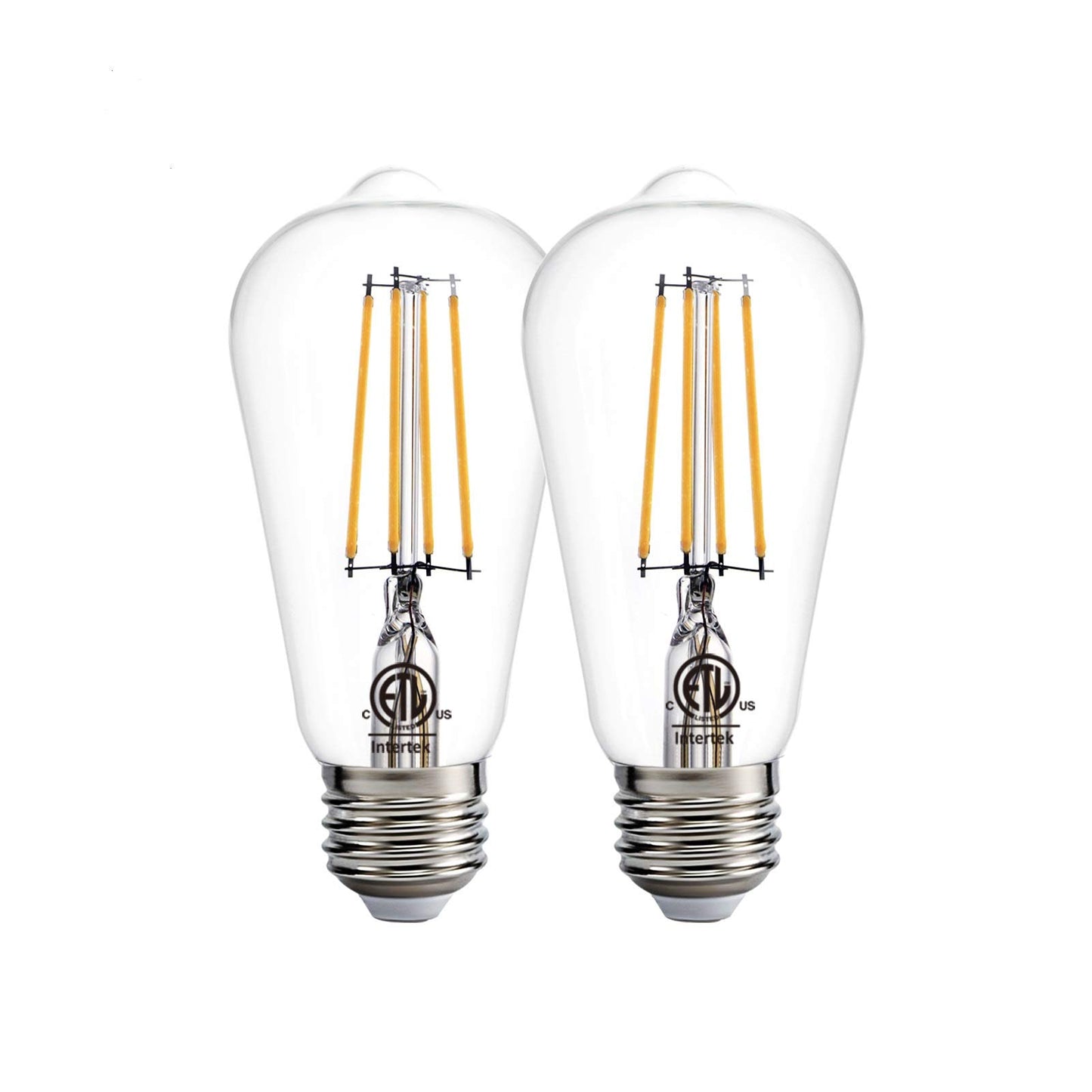 Dusk to Dawn LED Lights Bulb,Photocell Sensor Bulb, Auto Turn On/Off, ST58 ST19 60W Edison Replacement, E26 8W 800lm,Warm White 2700K for outdoor wall