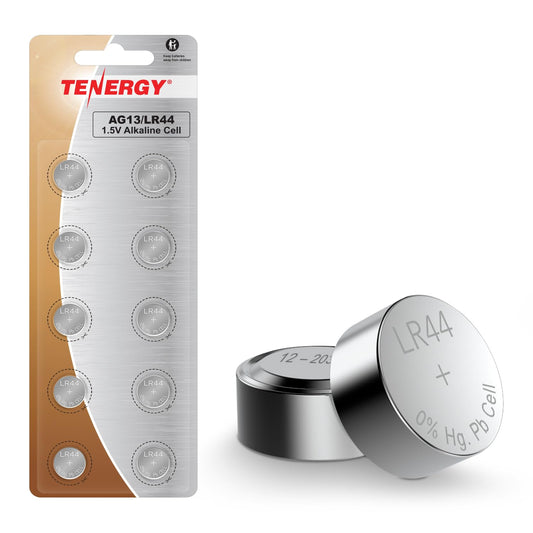 Tenergy 1.5 Volt Battery LR44, Button Cell LR44, ag13/LR44 Batteries Equivalent, Ideal for Watches, Laser Pointers, Small Toys, Portable Electronics…