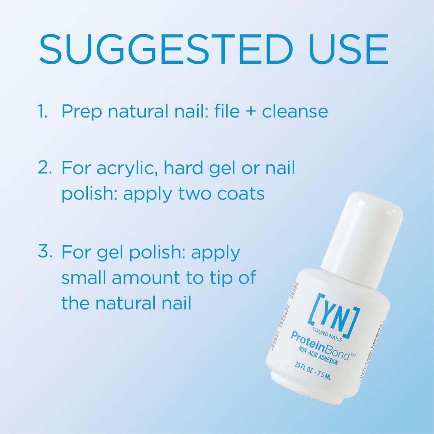 Young Nails Protein Bond - Non-Acidic Nail Primer, Enhanced Adhesion for Gel Polish & Acrylic, Nail Dehydrator, PH Bonder for Gel Nails, 0.25 oz
