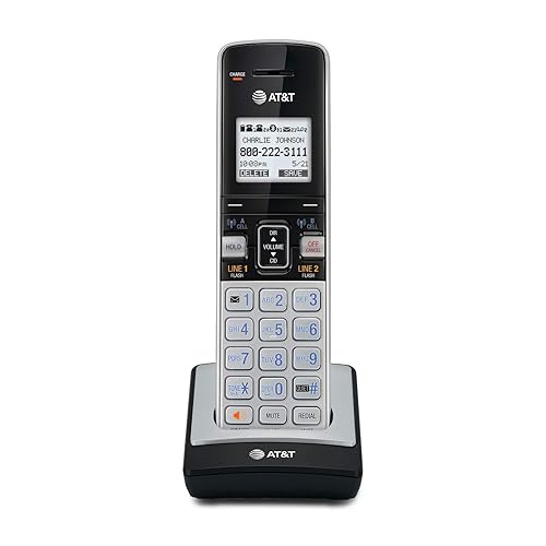 AT&T TL86003 Accessory Cordless Handset, Silver/Black | Requires AT&T TL86103 to Operate