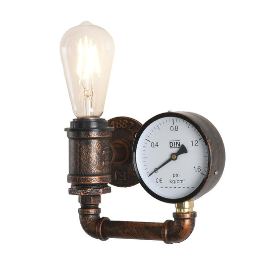XEYOU Cast Iron Steampunk Wall Sconce Vintage Industrial E26 Edison Bulb Fixture Retro Pipe Wall Lamp for Cafe Bar Restaurant Bedroom Living Room