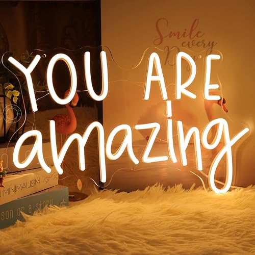 SYLHOME You Are Amazing LED Neon Light Sign 5V Girls Boys Bedroom Living Room Classroom Wall Decor Sign Hanging Smart Kid Birthday USB 16.9" X 10.6"