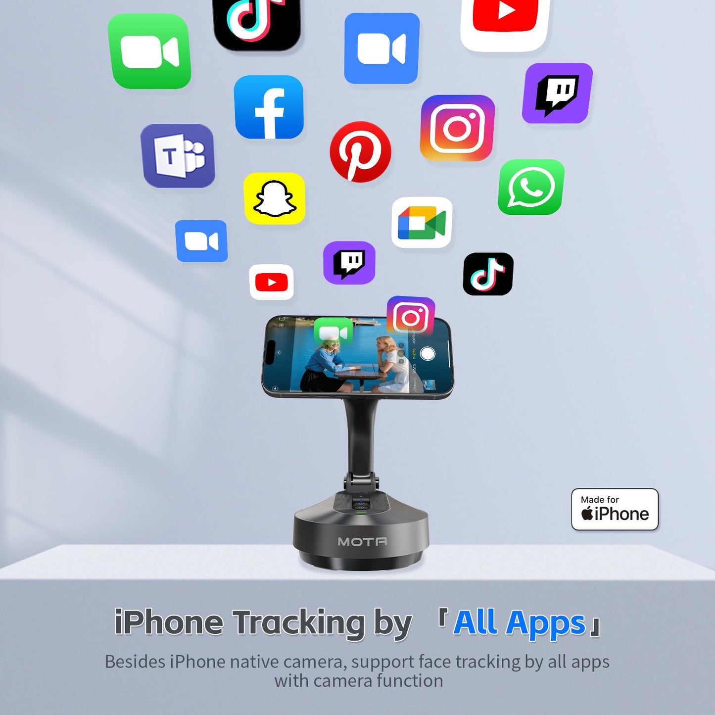COMITOK Magnetic Auto Face Tracking Stand MOTA Tripod with Remote Controller for iPhone Follows Your Movement Hands-Free Video Recording with 360