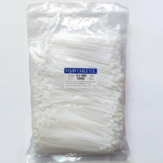 ECRAB Zip Ties 4 Inch 1000 Pack, Small Clear White Cable Ties Indoor and Outdoor Nylon Self-Locking Wire Ties