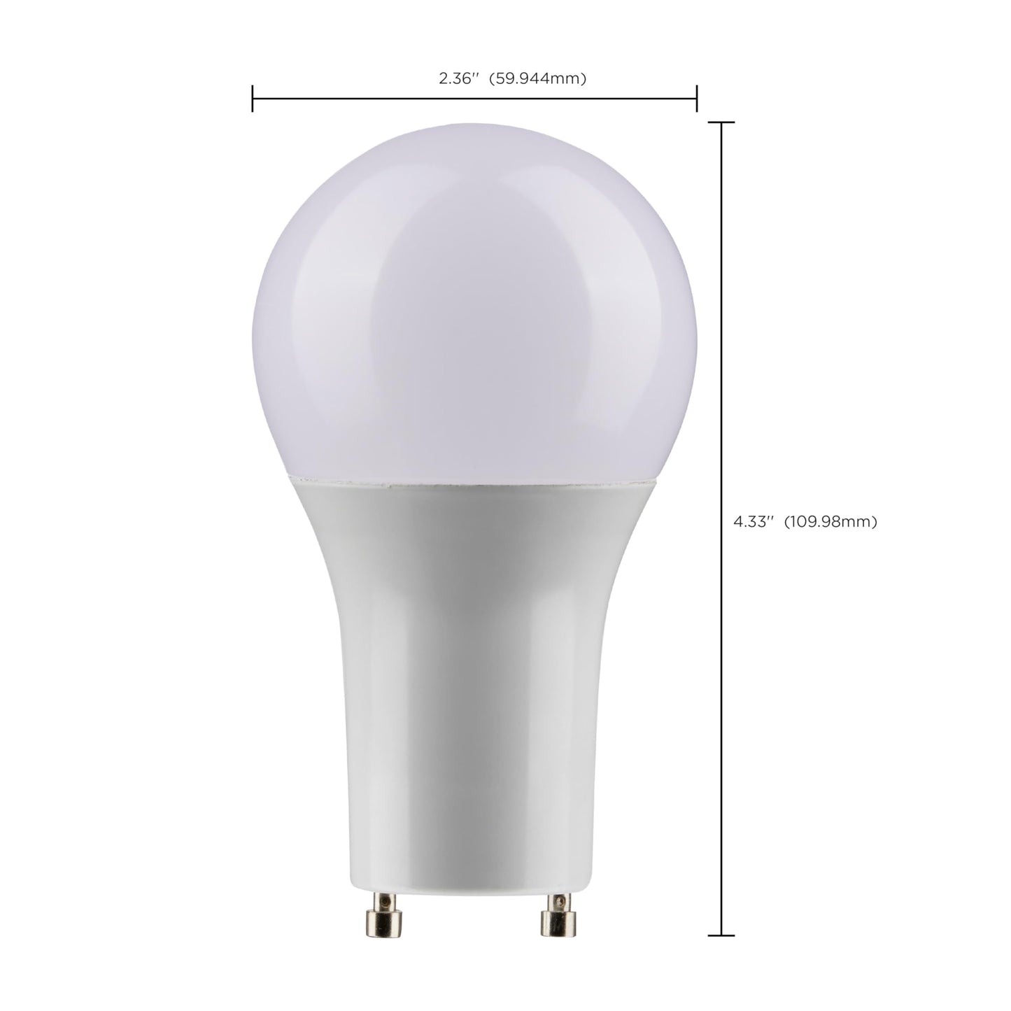 Satco S9707 GU24 LED Light Bulb A19, 2700K, Dimmable, 4.31 inches, Frosted White Finish