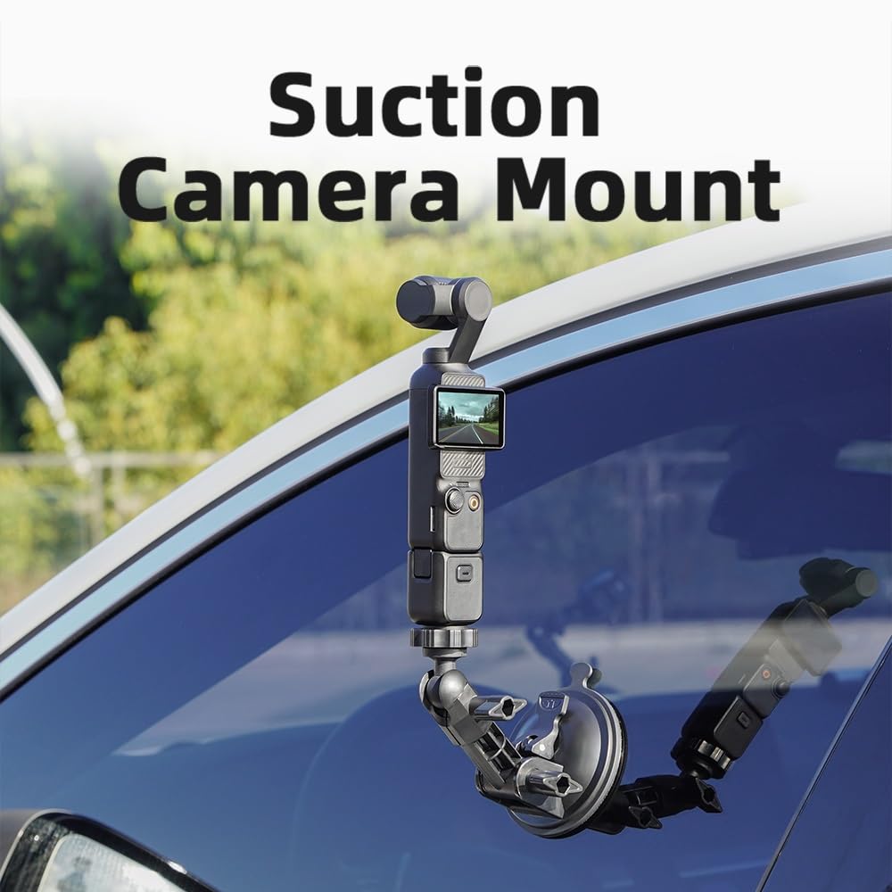 BTG Pocket 3 Suction Cup Mount, Windshield Window Dash Holder Kit for Insta360 X5 X3 X4 Go 3S for Gopro Max Mini Hero 13 12 11 10 9 Pocket 3 Action 5