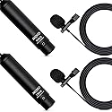 Movo LV4-O2 XLR Phantom Power Omnidirectional Lavalier Microphone Set, with Lapel Mic Clips and Windscreens - Perfect Lapel Microphone for Video