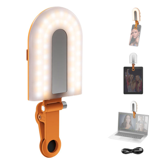 NEEWER GM66 Clip on Selfie Light for Phone, 68 LEDs, Bi Color Lighting Compatible with iPhone with CRI97+, 2000mAh for TikTok Vlog Recording Streaming