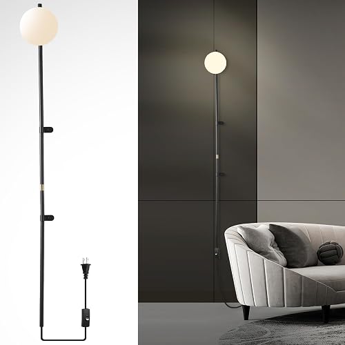 HOMLUCE Modern Plug in Wall Sconce Globe Shade Indoor Wall Light, LED Wall Mounted Lamp with Plug in Switch, Wall Lamp for Bedroom Living Room Study