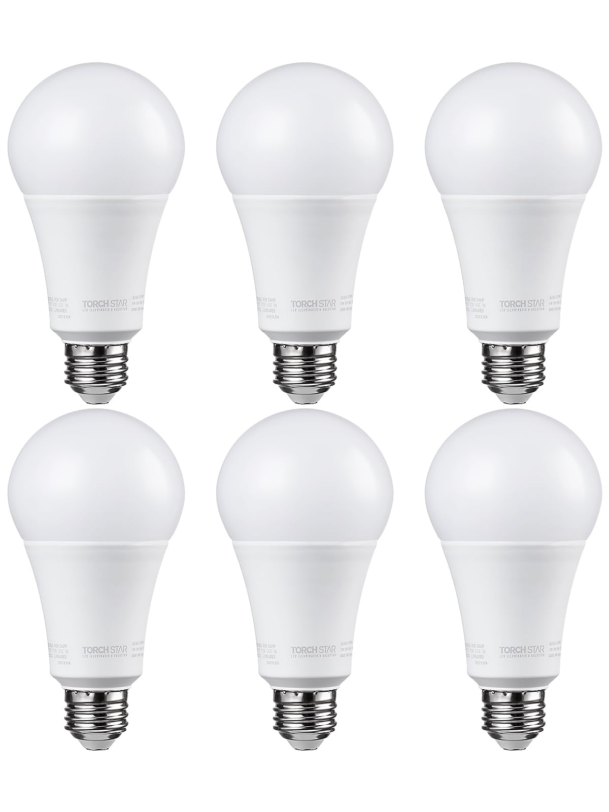 TORCHSTAR 6-Pack A21 LED Light Bulbs Dimmable Super Bright Light Bulb 5000K