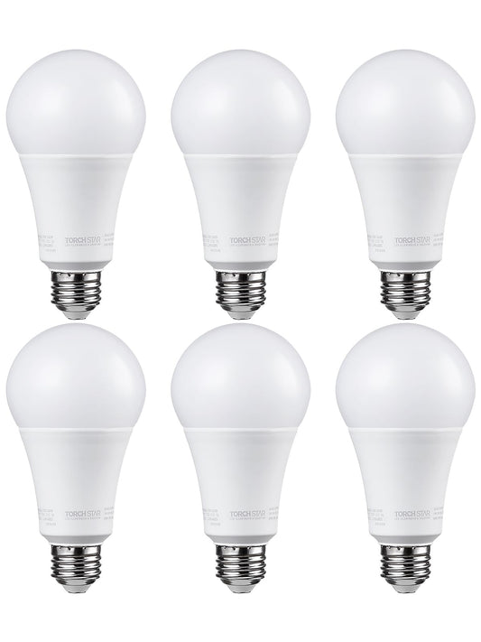 TORCHSTAR 6-Pack A21 LED Light Bulbs Dimmable Super Bright Light Bulb 5000K