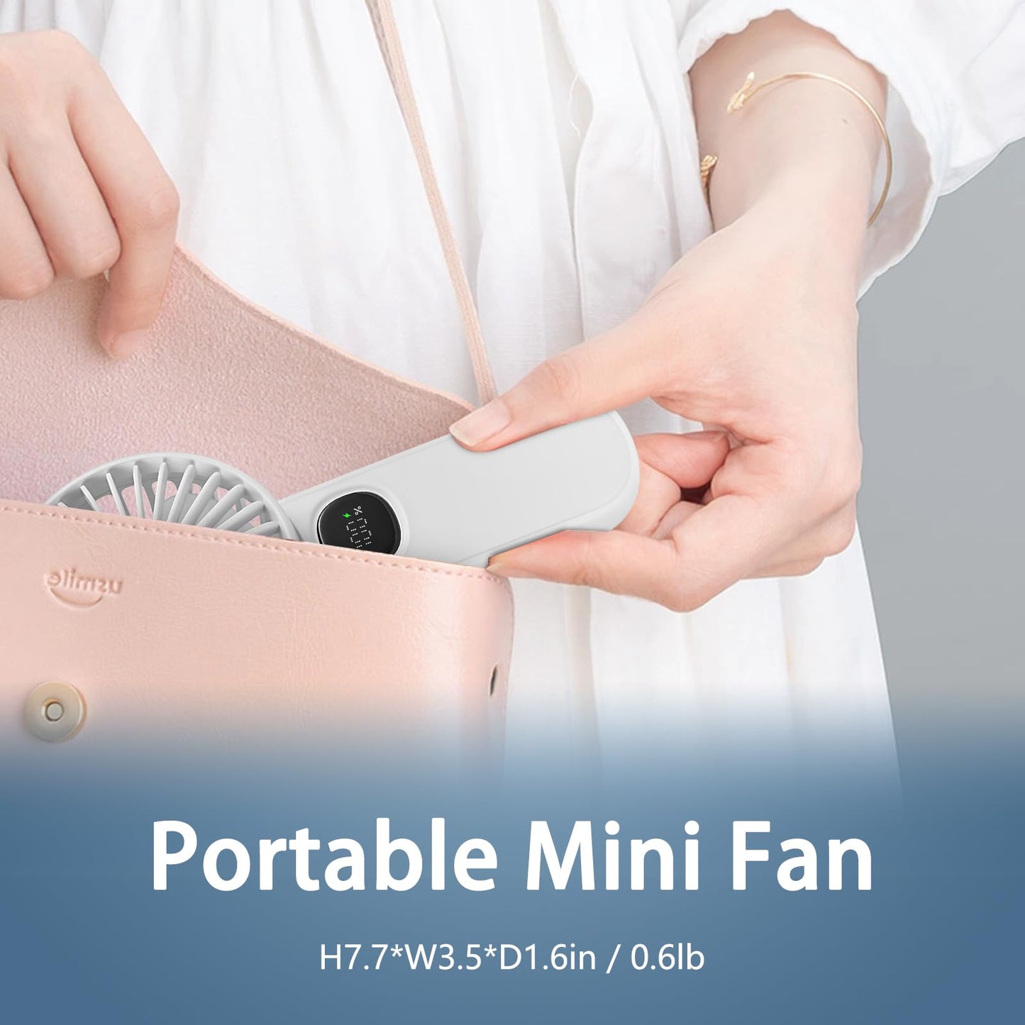 [2-packs Portable Handheld Fan] Personal Hand Held Fan for Travel, Foldable Eyelash Neck Fan with Digital Display, Lanyard, 5 Speeds, 180° Adjustable