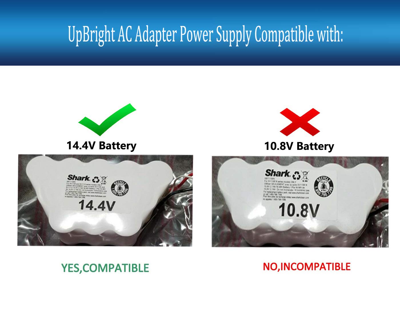 UpBright 19V AC/DC Adapter Charger Compatible with Shark LV900 LV901 LV901C LV 900 901 Cordless Pet Perfect PetPerfect XL Lithium Ion 14.4V Battery…
