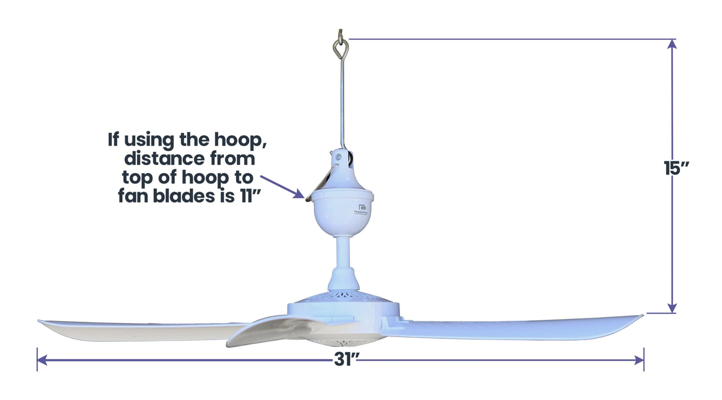 Pergola Breeze Single Speed 31” Portable Ceiling Fan AC 110V with 15’ cord & in-line power switch. Great for Pergolas Gazebos Workshops Canopies