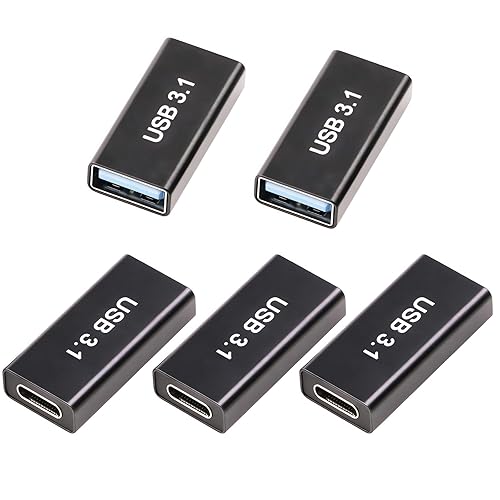 POHFP 5𝐏𝐚𝐜𝐤 𝐔𝐩𝐠𝐫𝐚𝐝𝐞𝐝 USB Female to C Female Adapter, 10GB-Usb3.1 to C Adapter Connector, Bi-Directional High Speed USB Extension Connector Support…