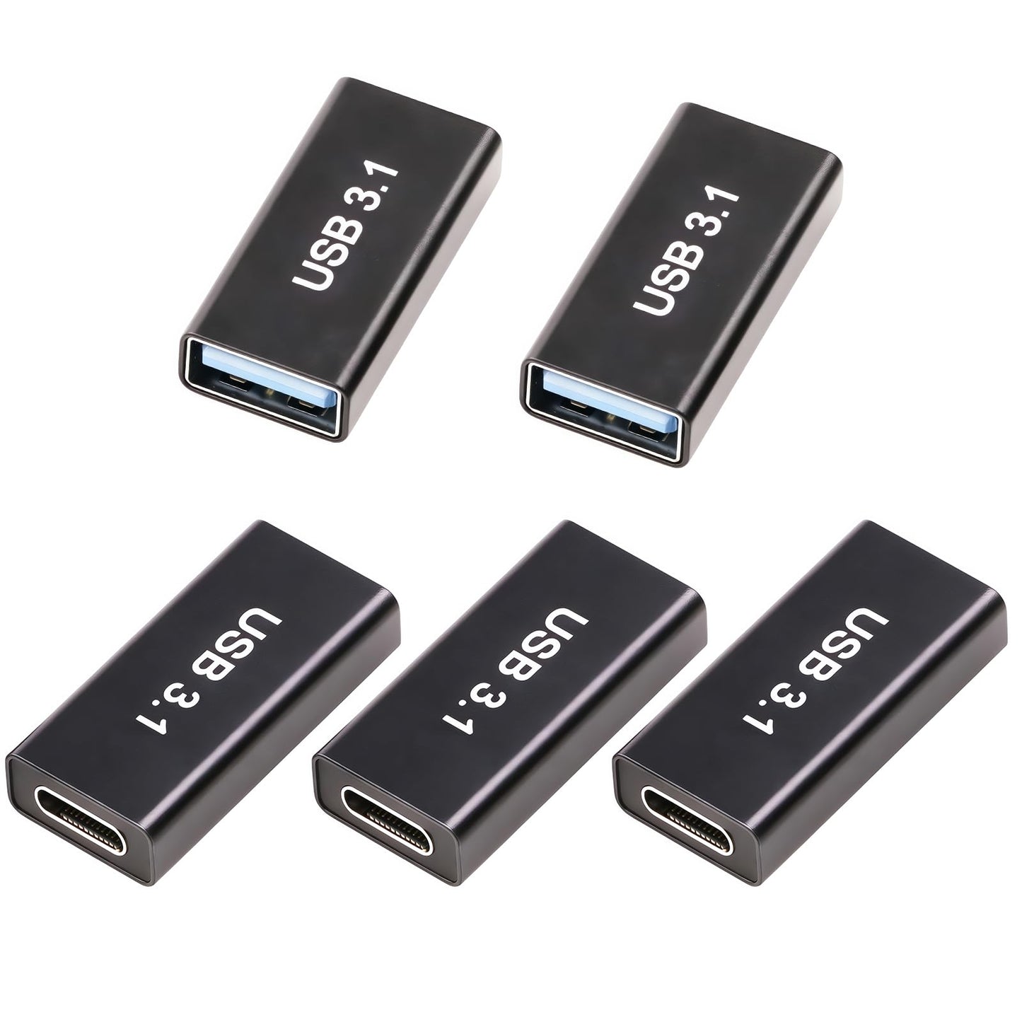 POHFP 5𝐏𝐚𝐜𝐤 𝐔𝐩𝐠𝐫𝐚𝐝𝐞𝐝 USB Female to C Female Adapter, 10GB-Usb3.1 to C Adapter Connector, Bi-Directional High Speed USB Extension Connector Support…
