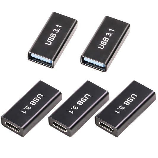 POHFP 5𝐏𝐚𝐜𝐤 𝐔𝐩𝐠𝐫𝐚𝐝𝐞𝐝 USB Female to C Female Adapter, 10GB-Usb3.1 to C Adapter Connector, Bi-Directional High Speed USB Extension Connector Support…