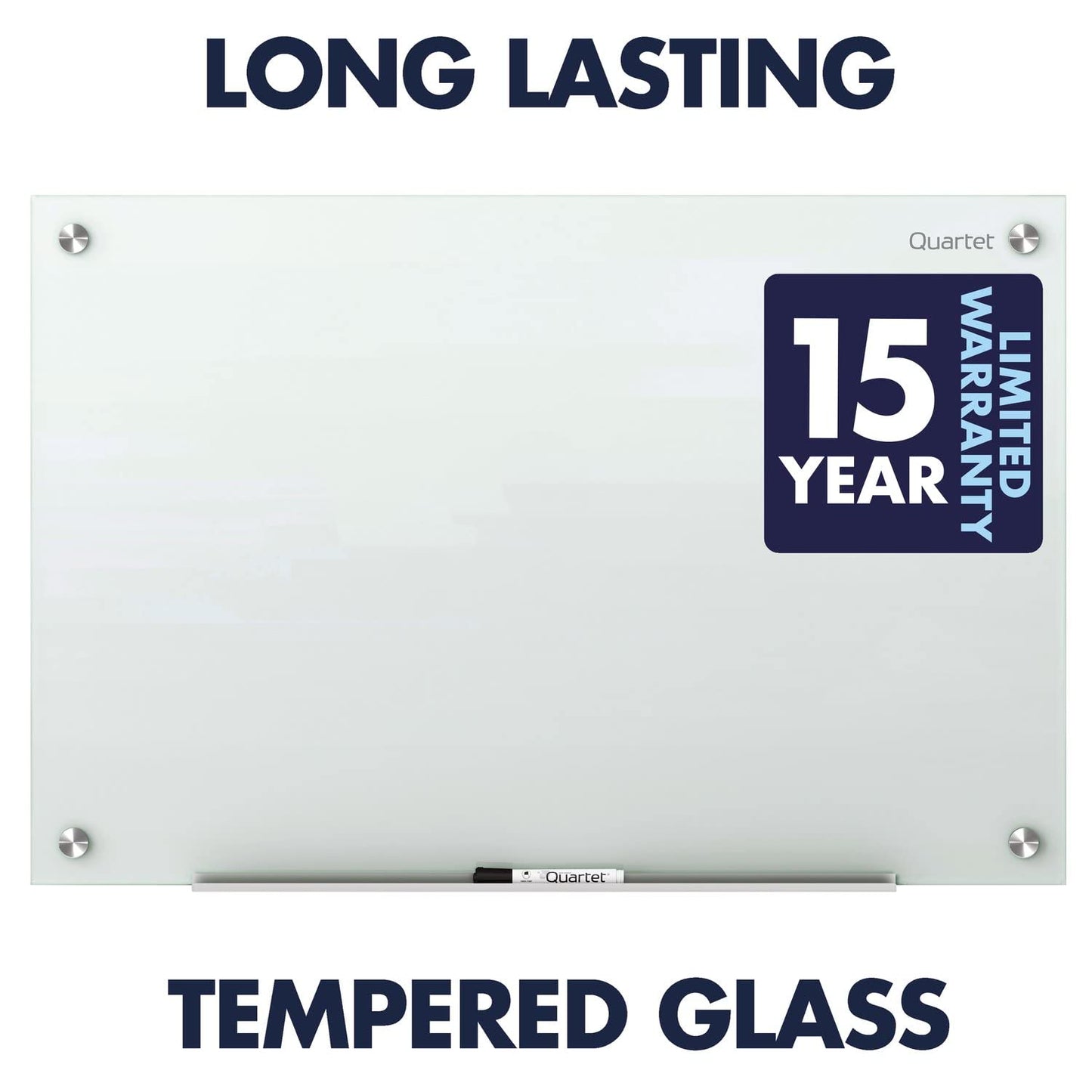 Quartet Magnetic Glass Dry Erase White Board, 24''W x 18''H Whiteboard, Infinity Frameless Mounting, White Surface (G2418W)