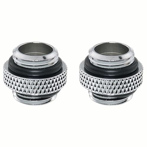 CZQC PC Water Cooling Adapter 2PCS Silver G1/4 6mm Male to Male Extender Connector Joiner Fitting with Sealed O-Ring for Computer Water Cooling