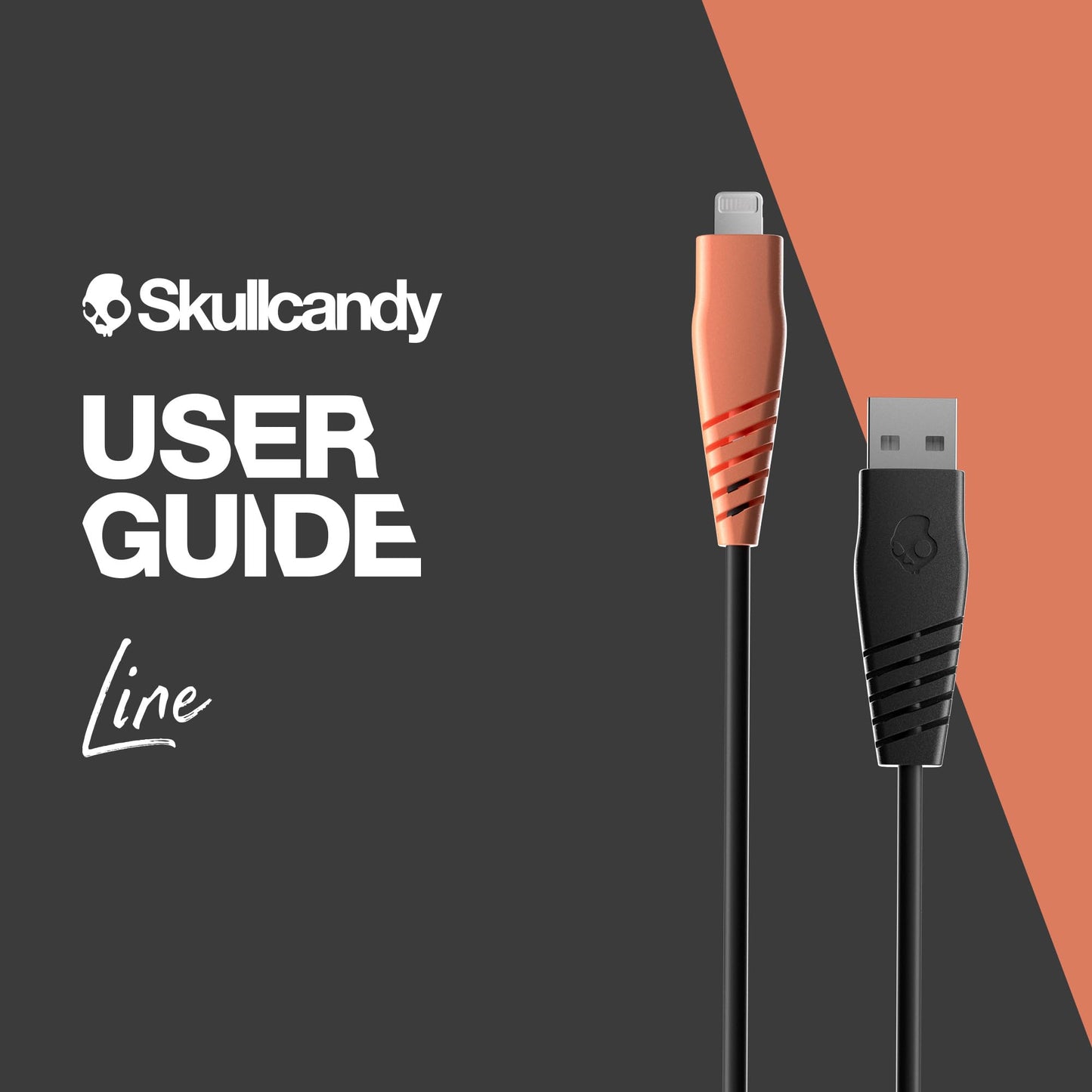 Skullcandy Line Lightning Cable, 15W USB A to Lightning Charger Cable and Sync Cable for iPhone/Pro/Max, 4ft - Black/Orange