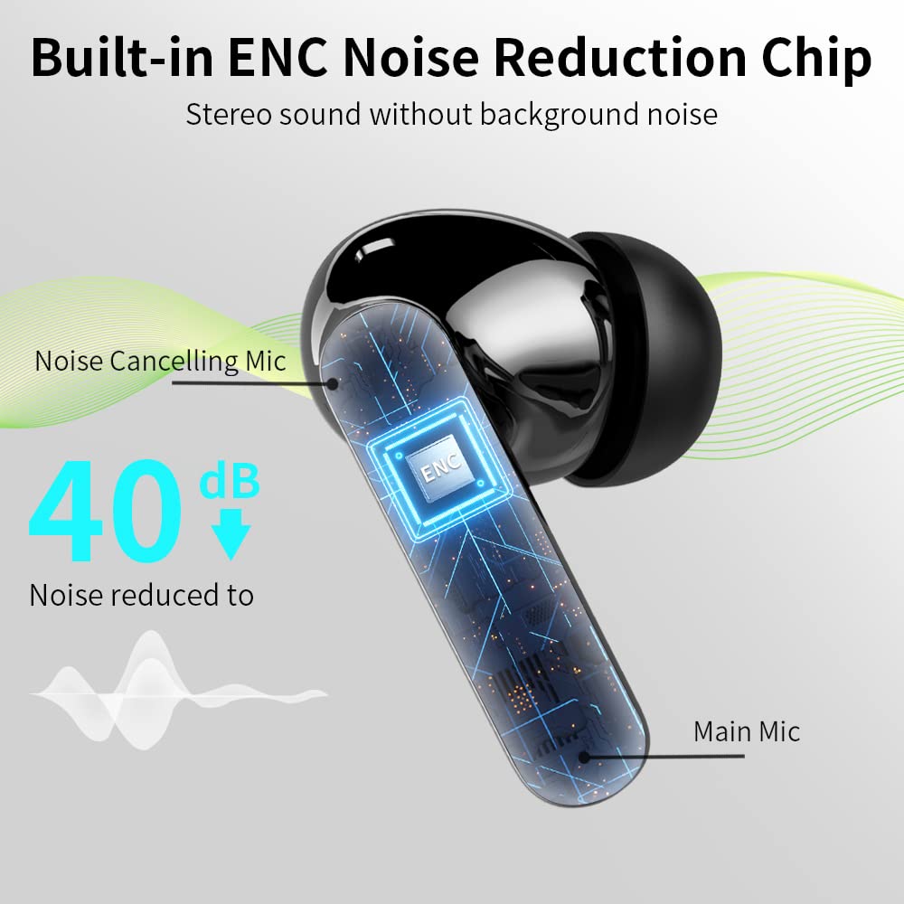 Wireless Earbuds, Bluetooth 5.4 Headphones Bass Stereo, Ear Buds with Noise Cancelling Mic LED Display, IP7 Waterproof in Ear Earphones, 36H Playtime