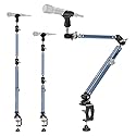 Microphone Boom Arm 360° Rotatable Foldable Adjustable Desk Mic Stand Desk Mount Sturdy Aluminum Alloy for Podcast Video Gaming Meeting Studio