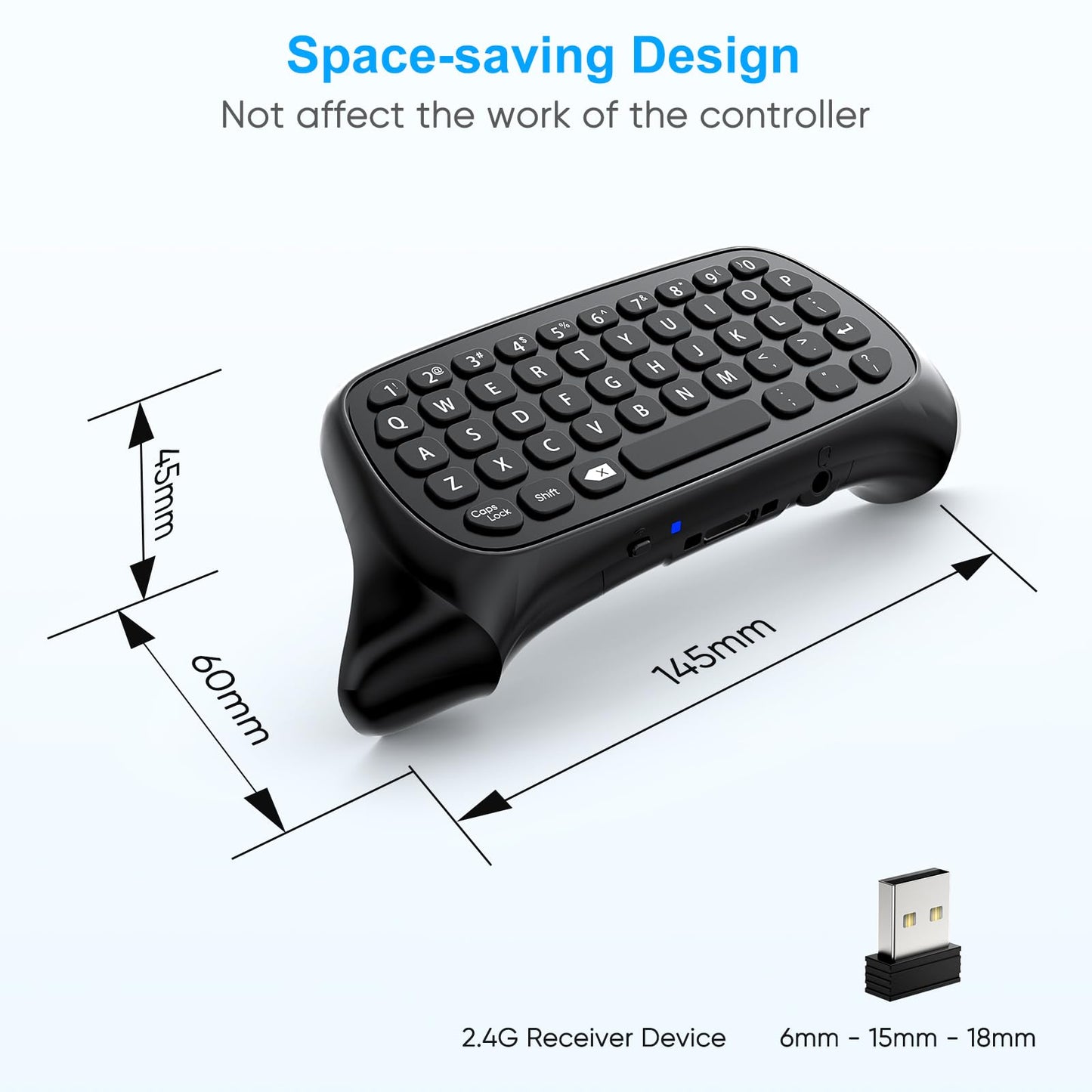 Keyboard for Xbox Series X/S, One/One X/S, Elite One/2 Controller, Wireless Gaming Chatpad Message Keypad with USB Receiver, Audio/Headset Jack