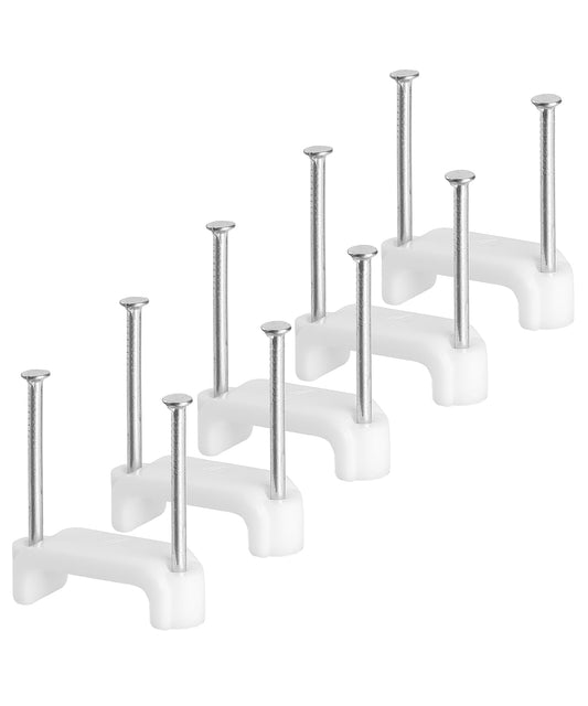 Bates- Cable Clips with Steel Nails, 200 pcs, White, Large, 2-Nail Cord Clips for Wires on Wall, Cable Wall Clip, Wire Wall Clips, Cable Wire Clips