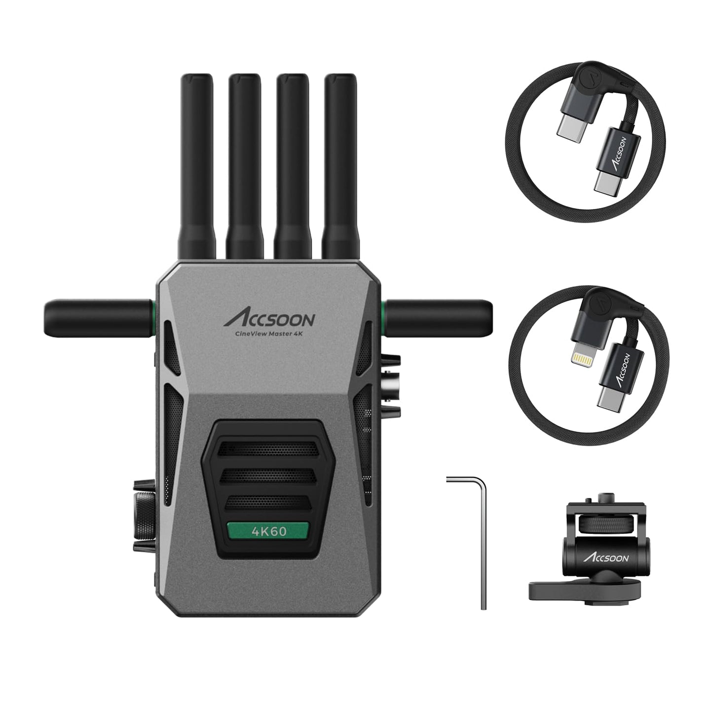 Accsoon CineView Master 4K Wireless Video Transmitter, 4K60/1080p60 2.4+5+6GHz Tri-Band 8202 ft Range 25ms Latency SDI&HDMI Video Transmission System