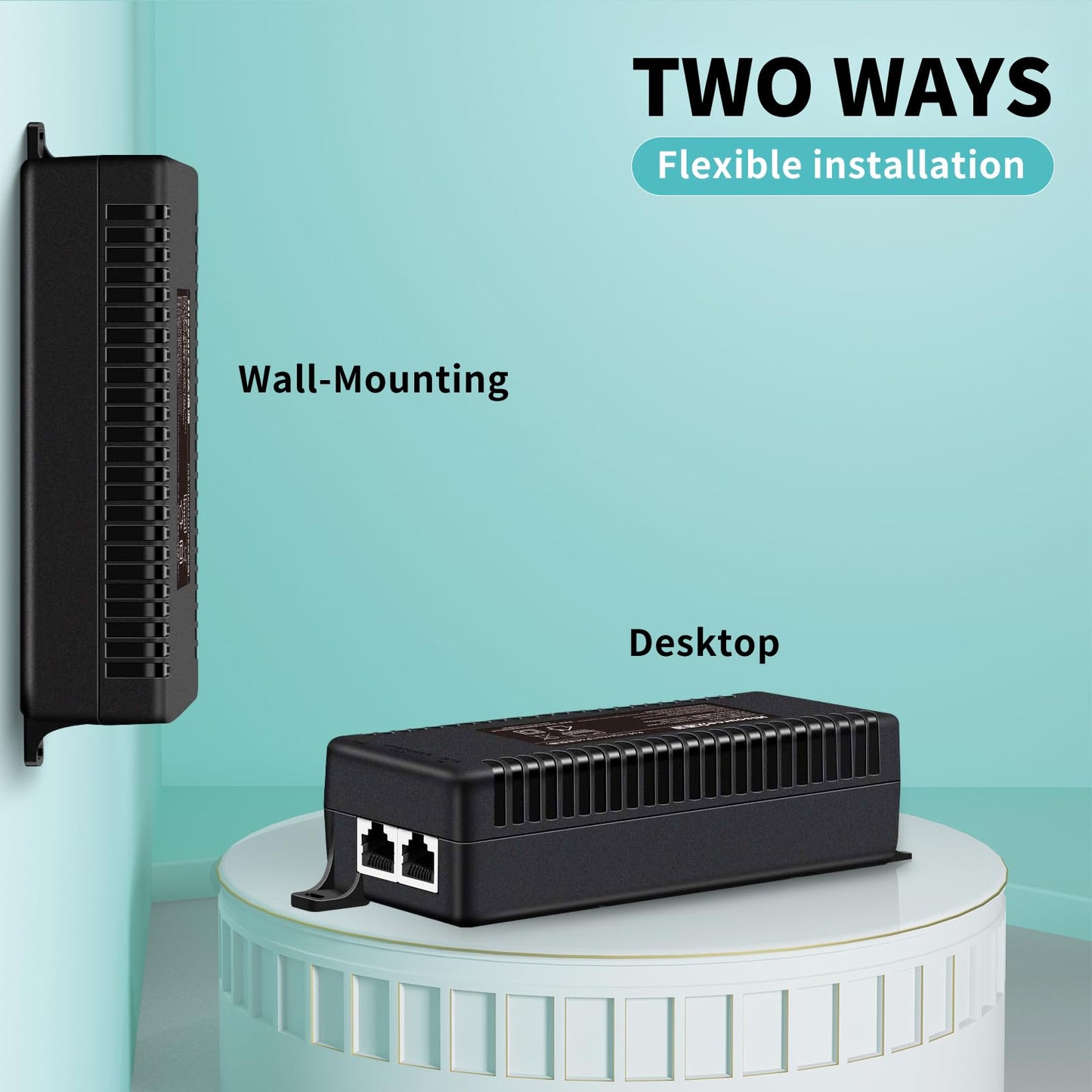 PoE Injector Up to 60w Power Supply, 2.5 Gigabit PoE Adapter for IP Cameras and VoIP Phones Network Distance Up to 328 ft. PoE Power Supply IEEE