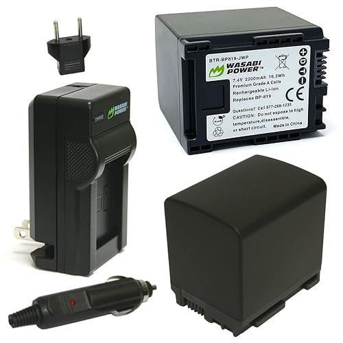 Wasabi Power Battery and Charger Kit for Canon BP-819, VIXIA HF10, HF11, HF20, HF21, HF100, HF200, HF G10, HF M30, HF M31, HF M32, HF M40, HF M41, HF