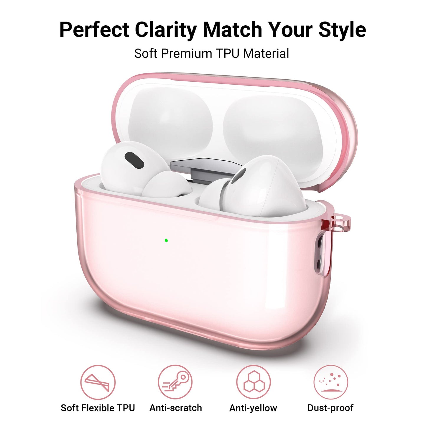 ULAK Compatible with Airpods Pro & AirPods Pro 2 Case, Design Soft TPU Airpod Pro 1st/2nd Generation Case 2022/2019 with Ring Keychain Shockproof