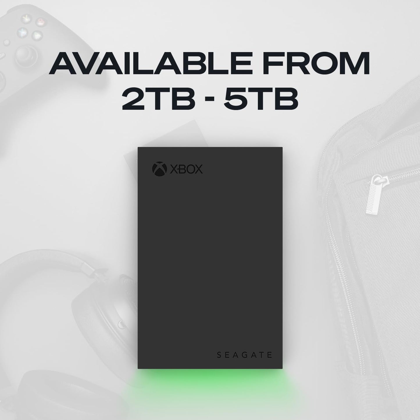Seagate Game Drive for Xbox 2 TB External Hard Drive Portable HDD - USB 3.2 Gen 1, Black with built-in green LED bar, Xbox Certified, 3 year Rescue