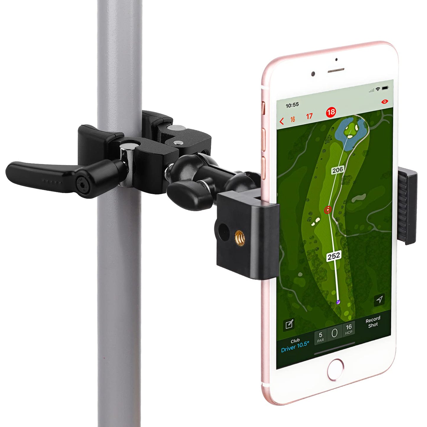 iTODOS Cell Phone Holder Mount Clip for Golf Cart,Wheelchair Walker,Stroller,Spin Bike, Table, Clamp Fits iPhone,Galaxy, Nexus,Most Phones and GPS up