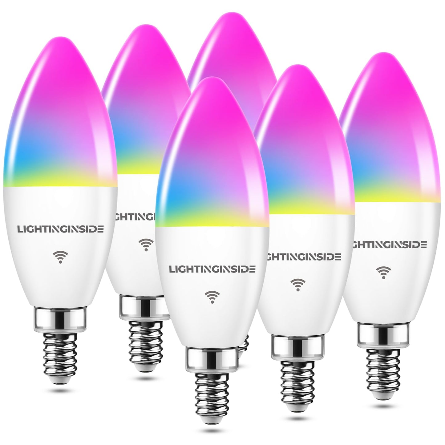 Lightinginside Candelabra Smart Bulbs 60W Work with Alexa/Google Home, 6PCS