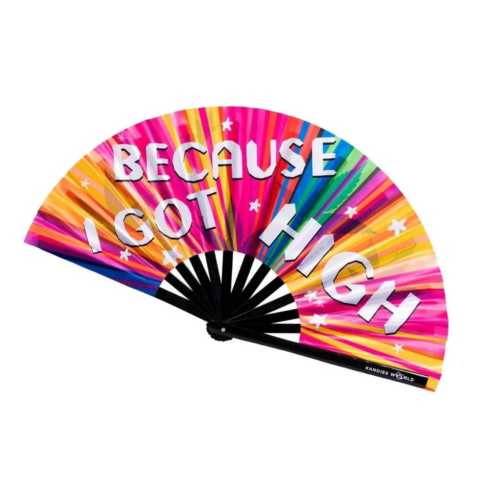 Kandies World Custom Festival Folding Hand Fan - Unique Designs, Made of Bamboo, Clacking Sound, Lightweight - Perfect Rave and Festival Accessory!