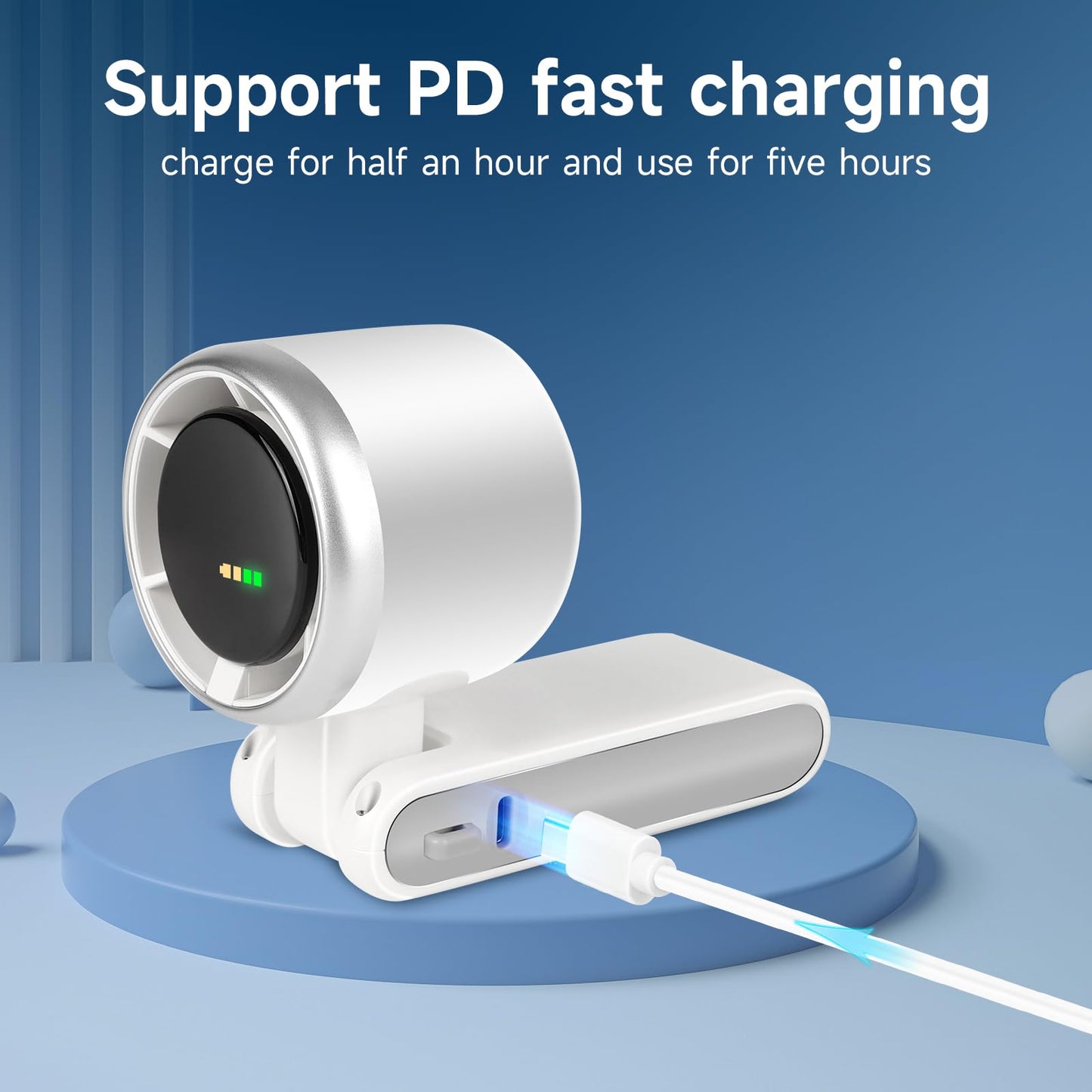 Portable Handheld Turbo Fan, 5-Speed, 3600mAh Rechargeable
