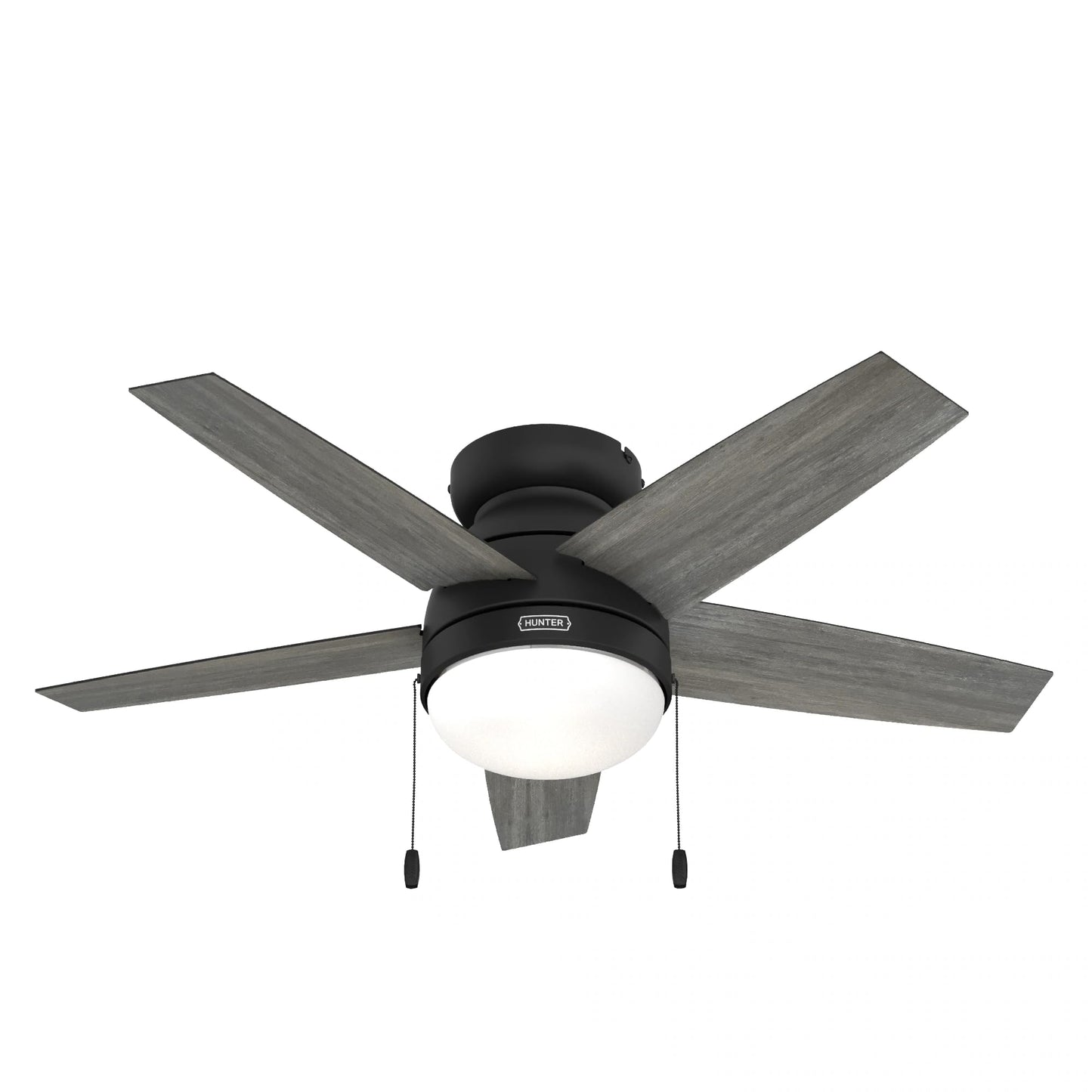 Hunter Fan 44 Inch Low Profile Matte Black Finish Indoor Ceiling Fan With LED Light Kit and Pull Chain (Renewed)