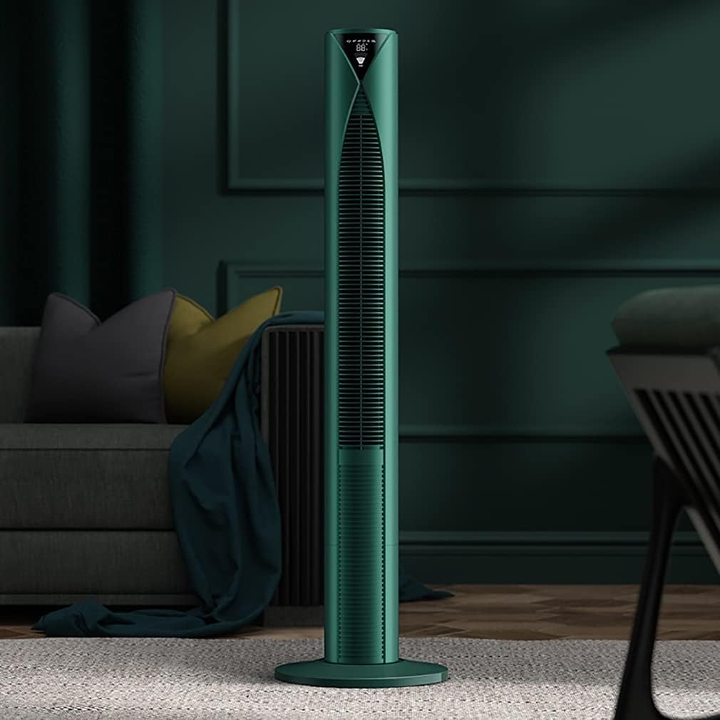 YWangQiang Standing Fan Green Tower Fan, 12H Timer, Bladeless Standing Fan with Remote, Built-in LED Display Standing Fan for Home and Office, 330 *