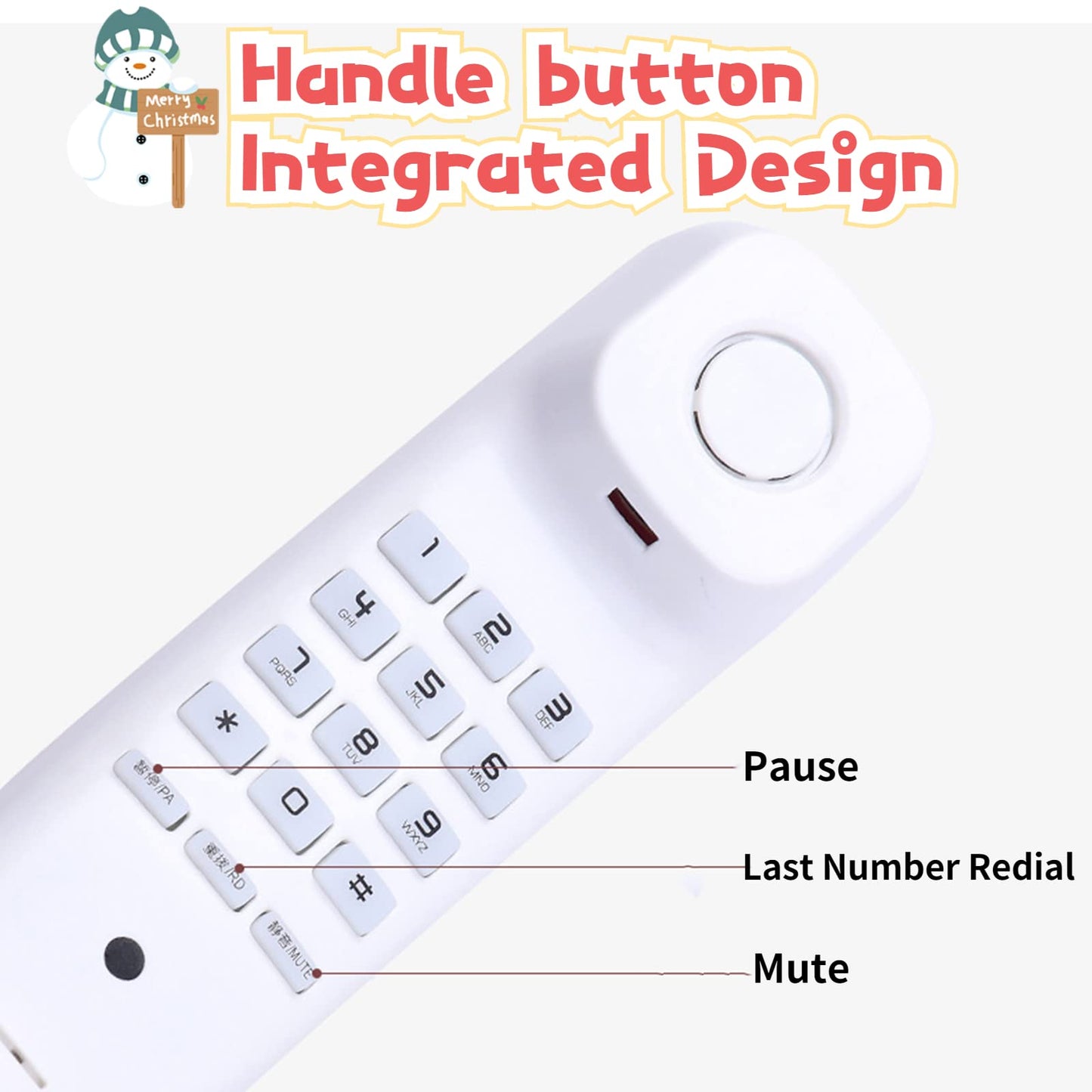Wall-Mounted Telephone Corded Phones Home Phone, Desk/Wall-Mounted Telephone with Pause/Mute/Redial, Wall Phones Landline Telephones