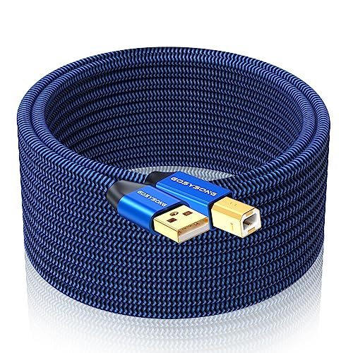 GOSYSONG 20ft USB 2.0 Printer Cable High Speed USB A to USB B Cable Compatible with HP, Canon, Dell, Epson, Xerox Printers (Blue)