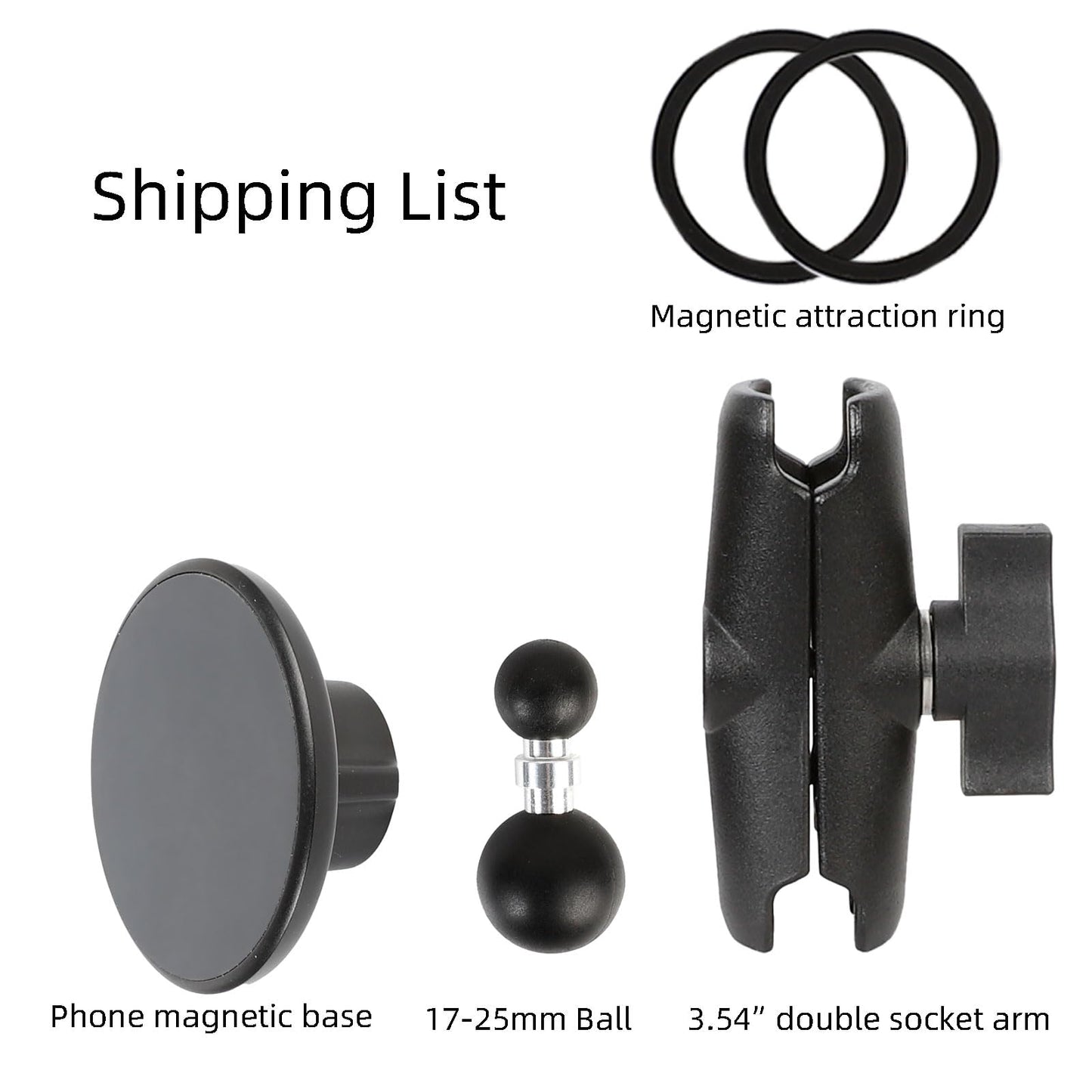 Leenconghui Magnetic Cell Phone Holder Base with 3.54" Double Socket arm for MagSafe iPhone 17 16 15 14 13 Series,Compatible with RAM B Size Mounts