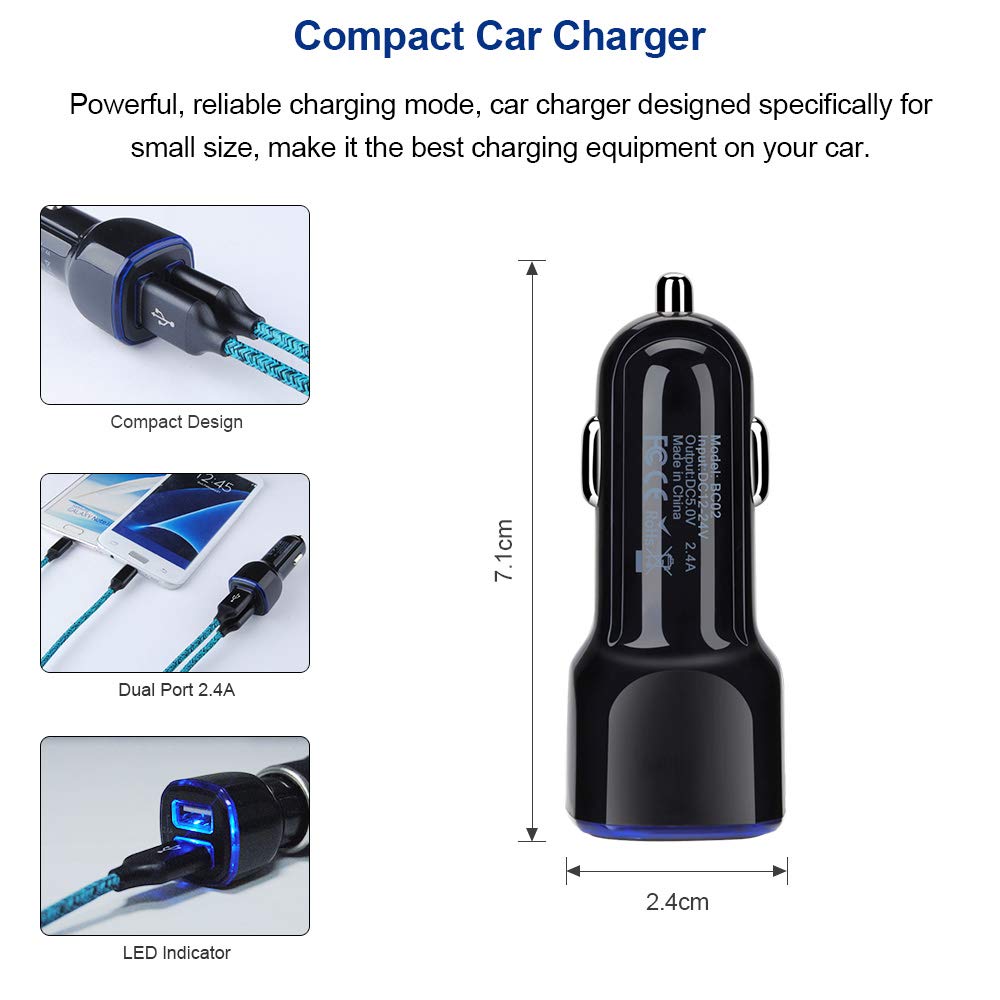 Dual USB Car Charger with Fast Charge Type C USB C Cable Compatible for Moto G Power,G Stylus,G Fast,G7 G8 G9 Play Power Plus,G7 Supra,G6 Plus,Samsung