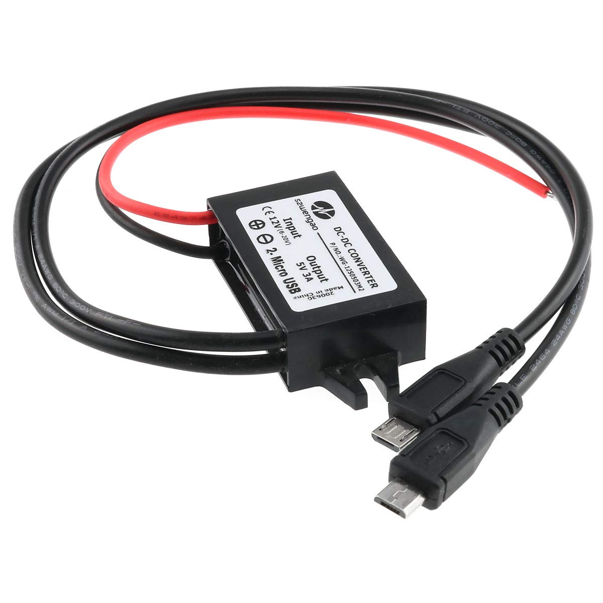 E-outstanding DC Converter Module 12V to 5V 3A Regulator Step Down Car Power Converter with Double Micro-USB Cable DC to DC Buck Converter