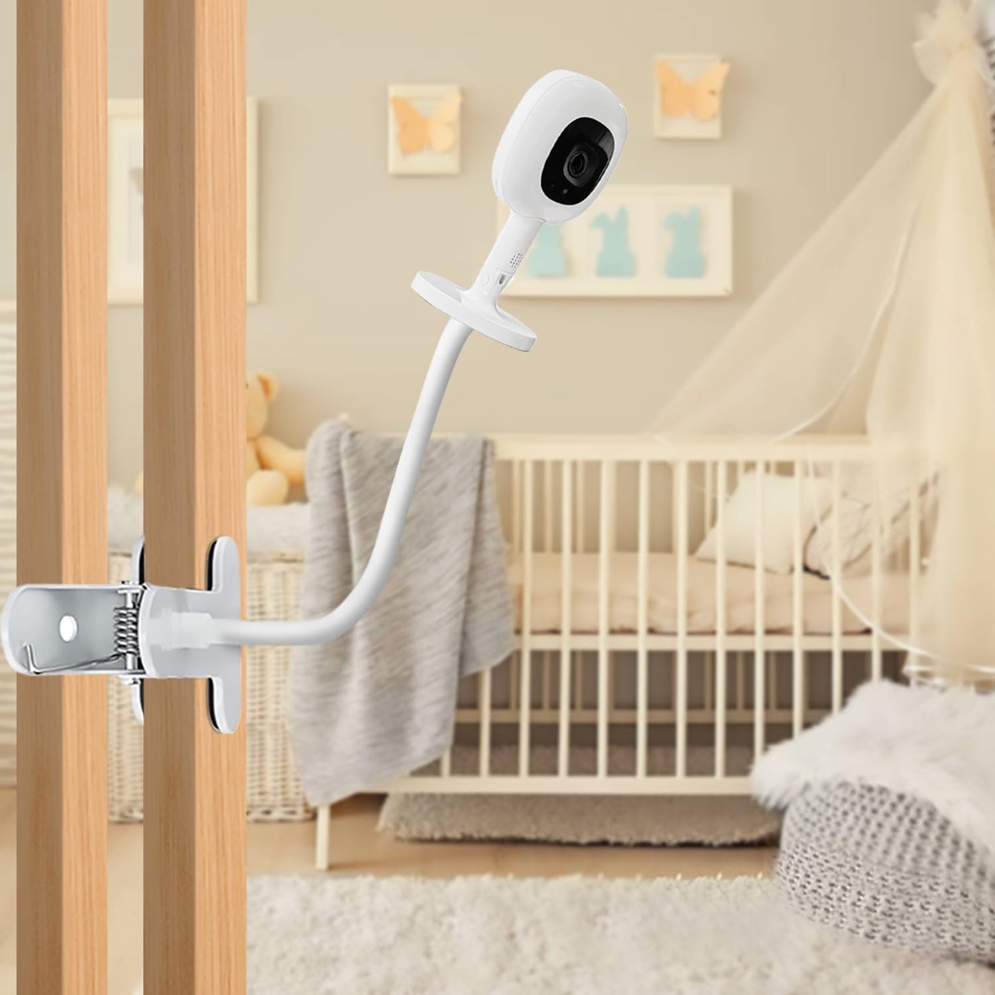 SZAOYU Baby Monitor Mount Compatible with Nanit Pro Smart & Flex Stand, 15.7 inches Flexible Arm, White, Adjustable, Minimalist Style