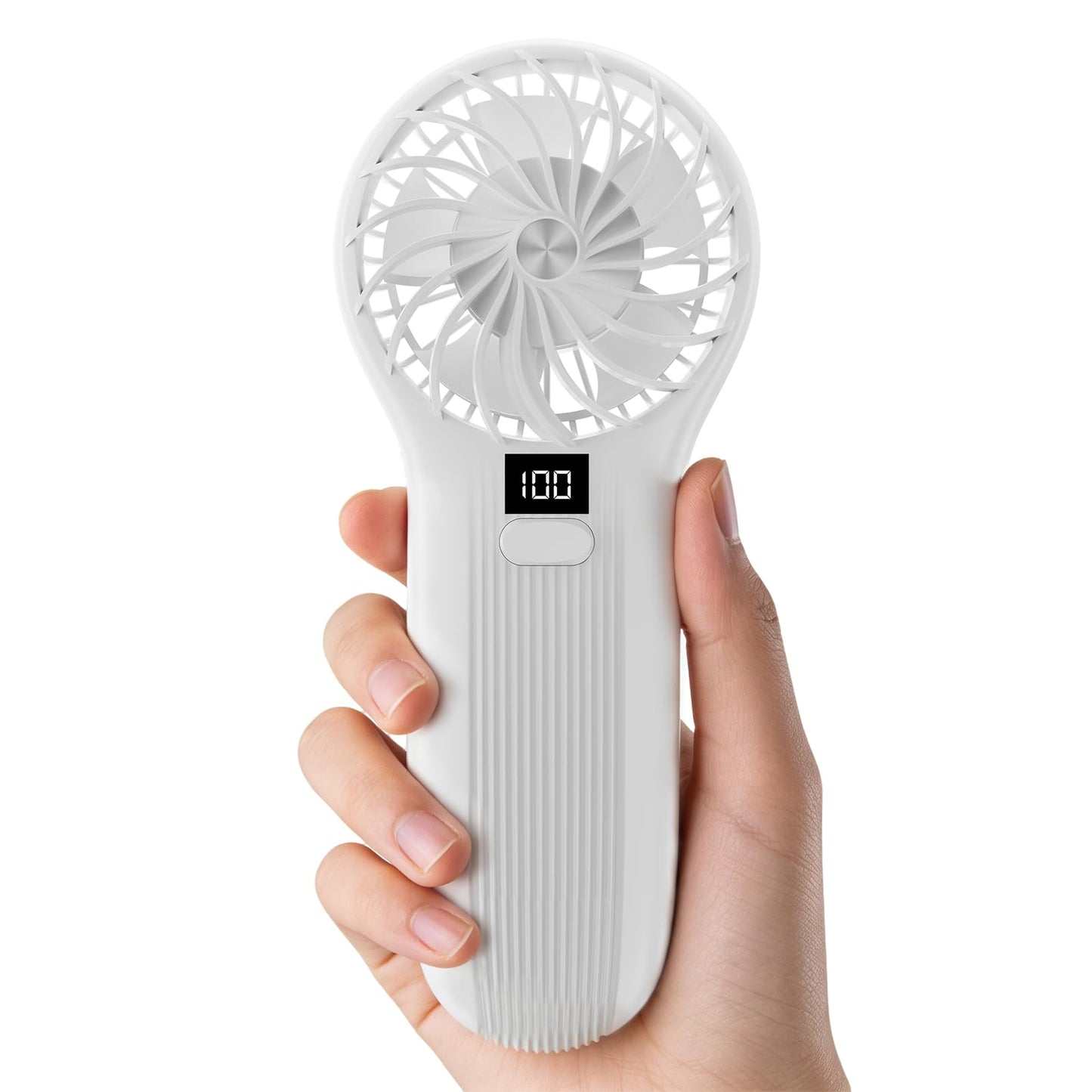 LAMJIE Portable Handheld Fan with LED Display, 5000mAh Rechargeable Battery, 3-Speed Touch Control, Plastic Desktop Fan for Home Office, Modern