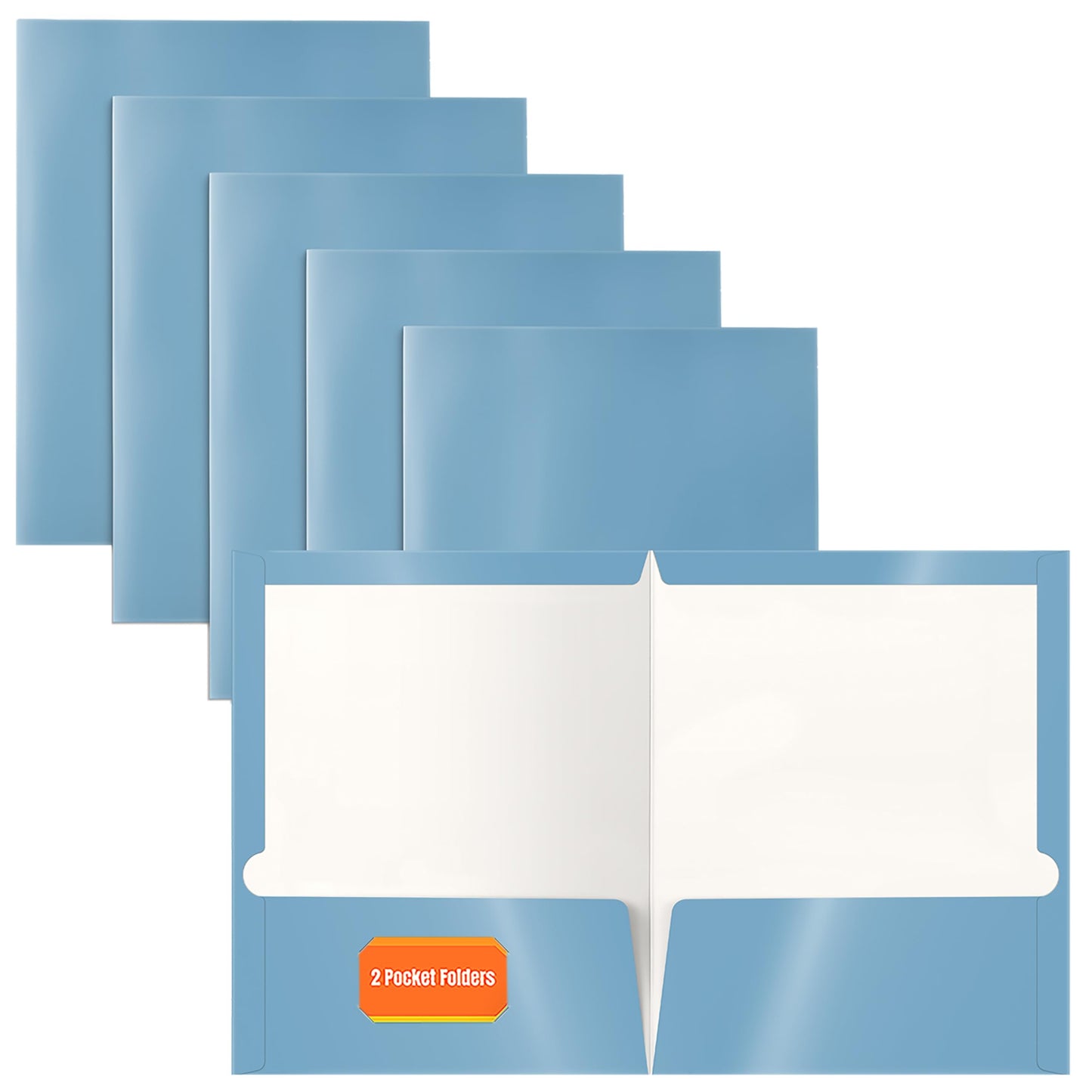 Better Office Products 2 Pocket Glossy Laminated Light Blue Paper Folders, Letter Size, Lt. Blue Paper Portfolios Box of 25 Light Blue Folders